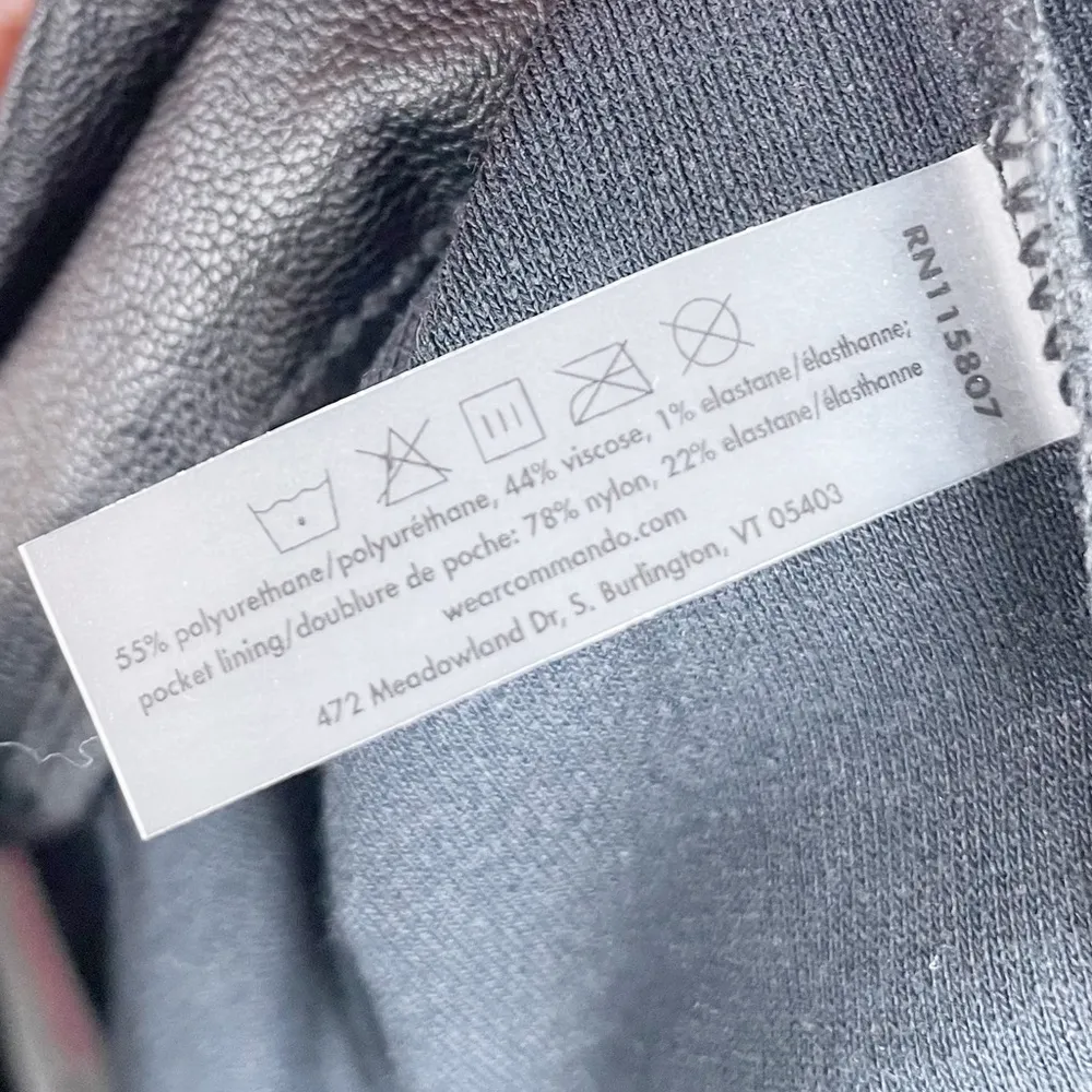 Commando Black Faux Leather Joggers Four Way Stretch Pockets Women's Size XL - Image 7