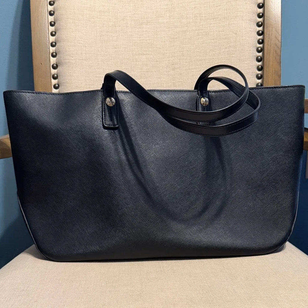 Henri Bendel Black Canvas Leather Tote Bag - Image 4