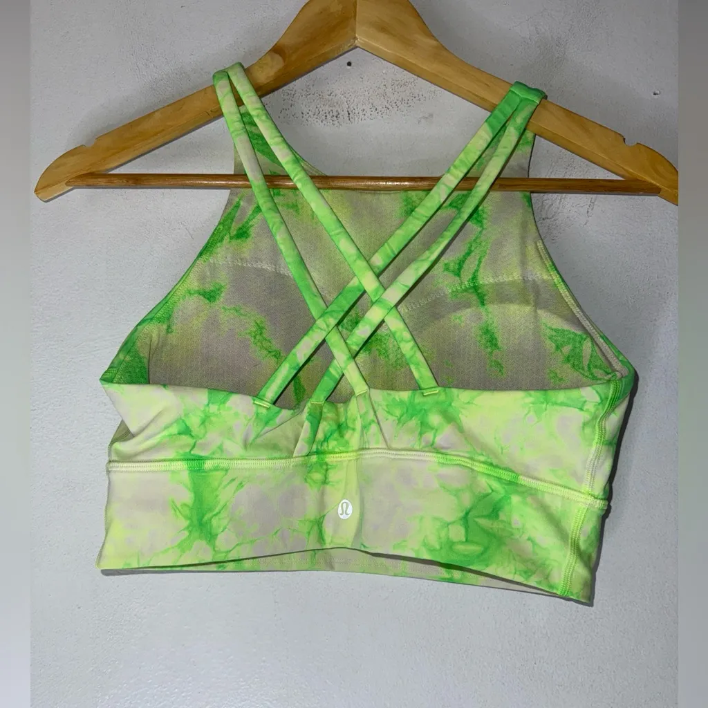 Lululemon Energy Bra High Neck Long Line Shibori‎ Med Support B-C Yoga Cups Sz 8 - Image 2