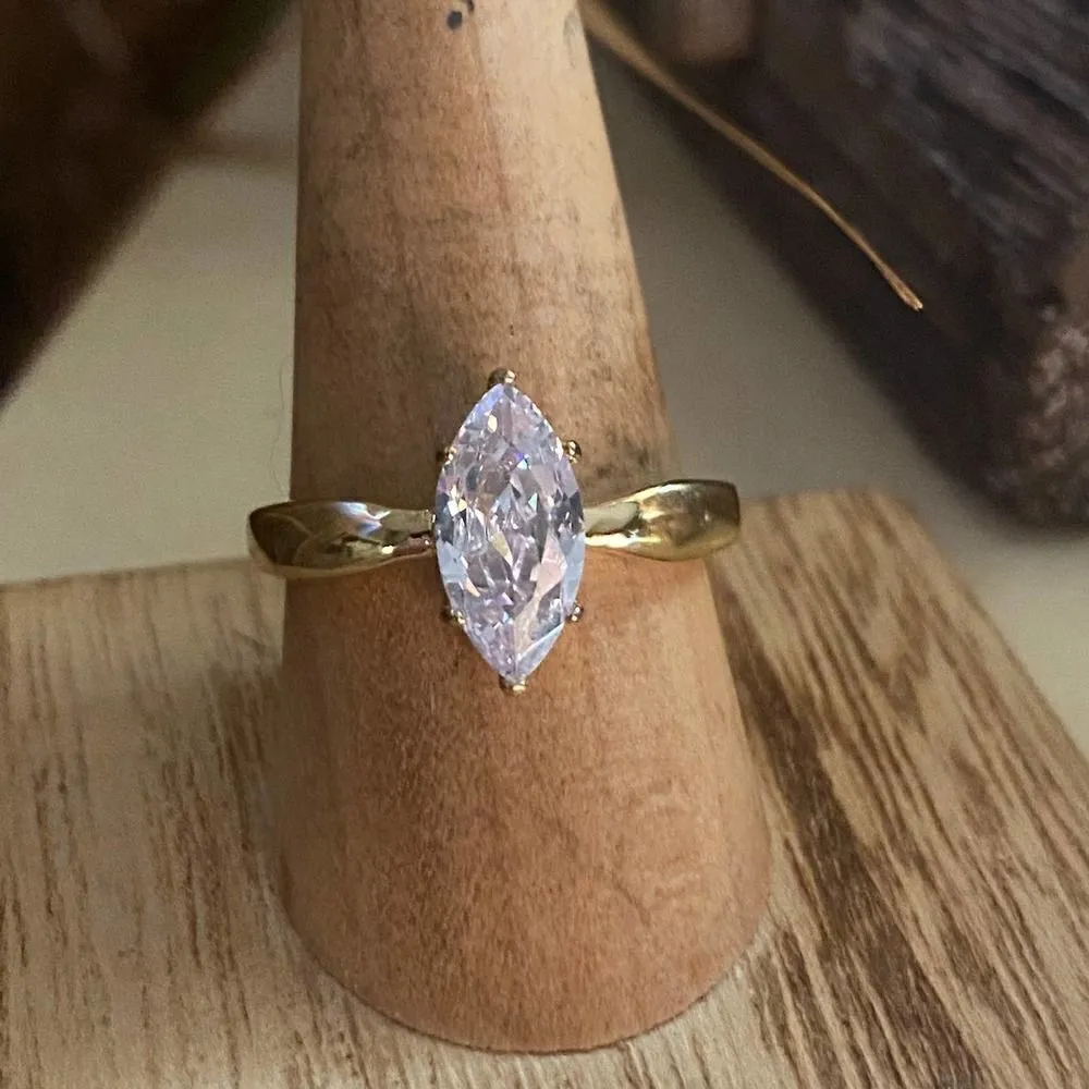 IP Gold Stainless Steel AAA Grade CZ Ring With Ion Plating - Image 2