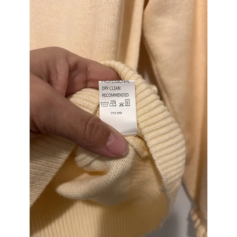 BTFBM SWEATER WOMENS SIZE Large BUTTON UP LONG SLEEVE Cream Ruffle Long Sleeves - Image 5