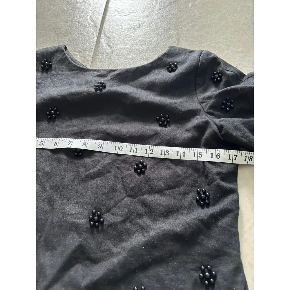 Vintage David Warren Dress Womens 4 Black Beaded Shift Cocktail Party Career 90s - Image 8