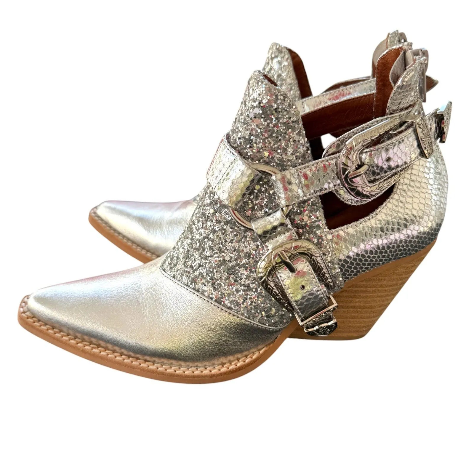 NWOB Jeffery Campbell X Free People Icon Calhuan Western‎ Boot Silver Size 6.5M - Image 4