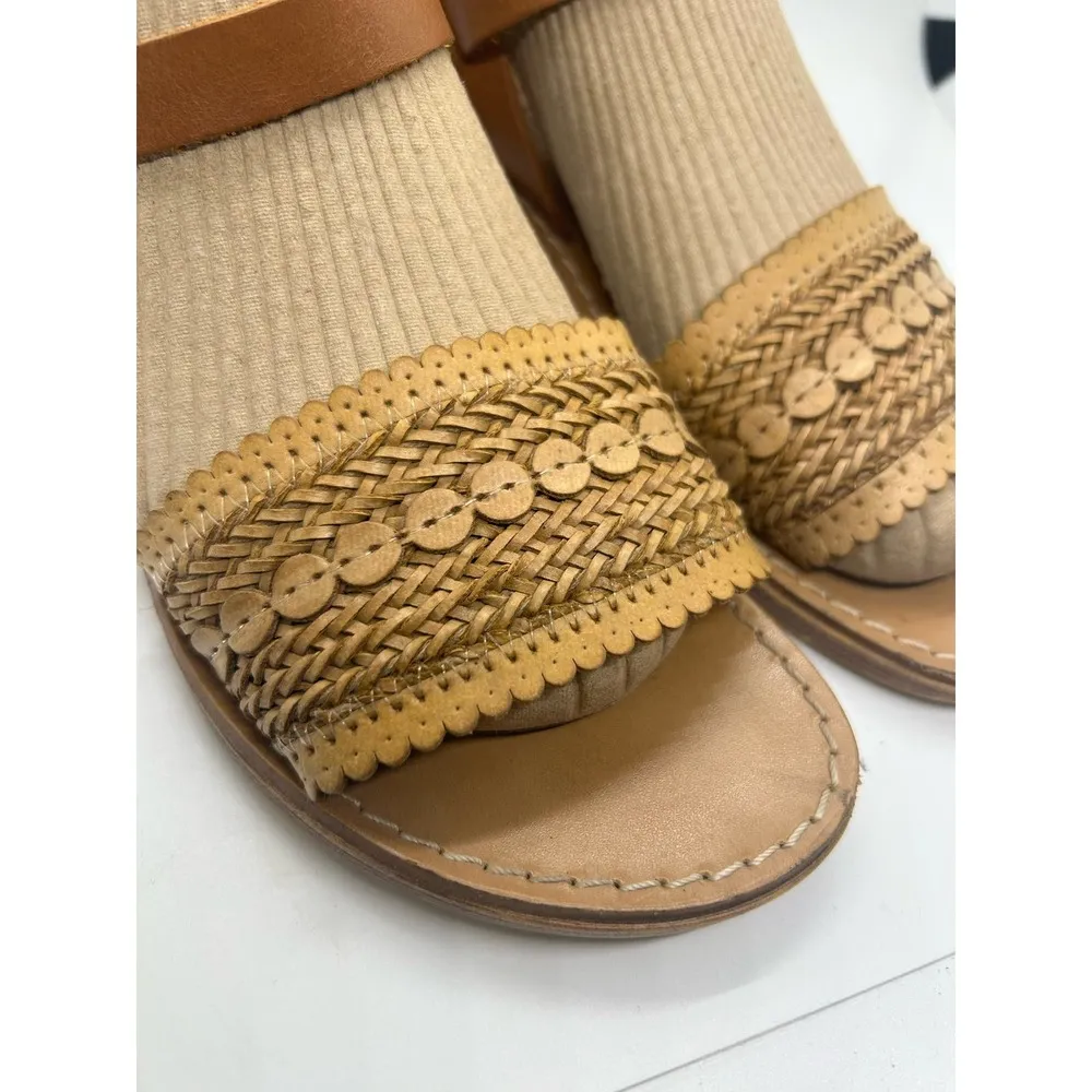 Mariella Made in Italy Boho Sandal neutral Tan Scalloped Edges Size 8 - Image 3