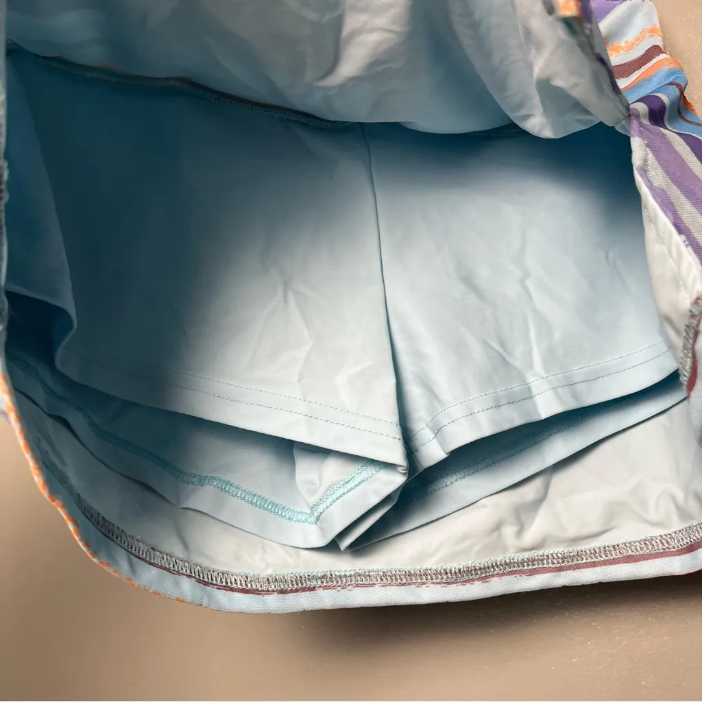 Tiger Mist Striped Multicolor Blue Mini Skirt Swim Cover Up Women’s Size M - Image 3