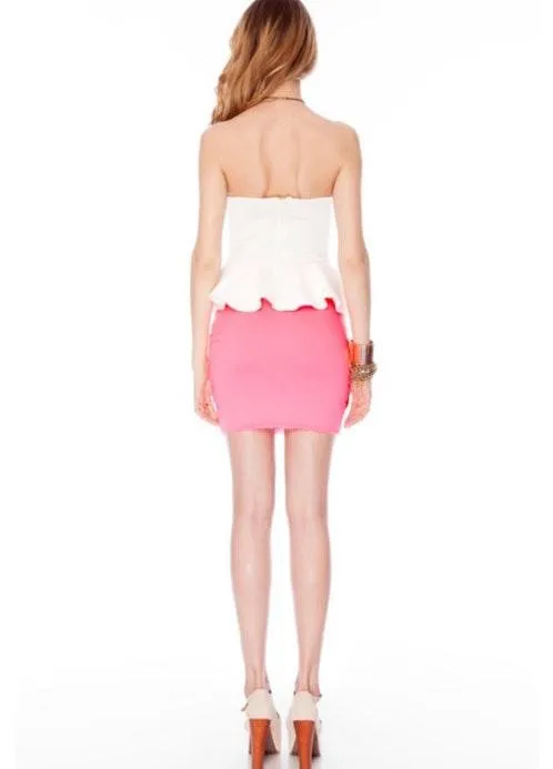 Strapless Peplum Mesh Top - Image 5