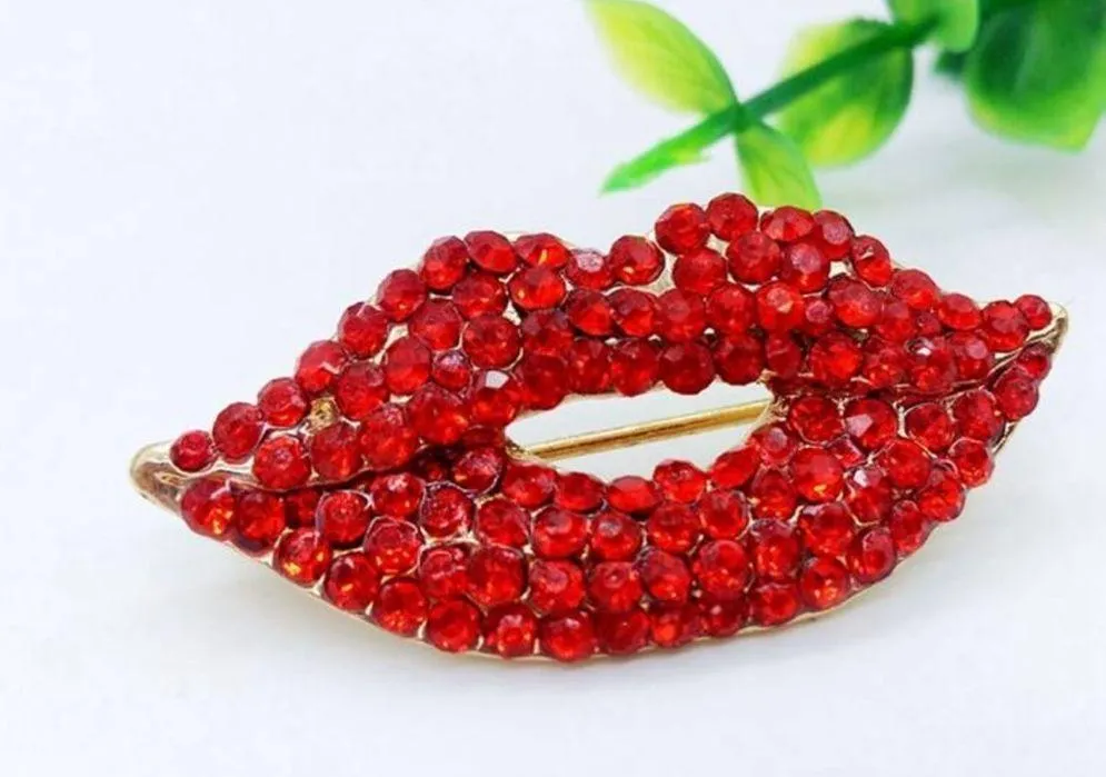 Red Rhinestone Lip Brooch, Lapel Pin NWT - Image 2