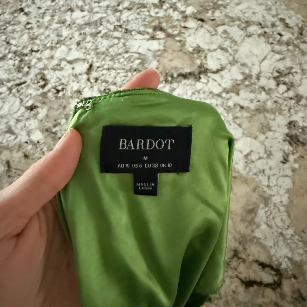 Bardot Green Velvet Long Sleeve Wrap Mini Dress Size M - Image 5