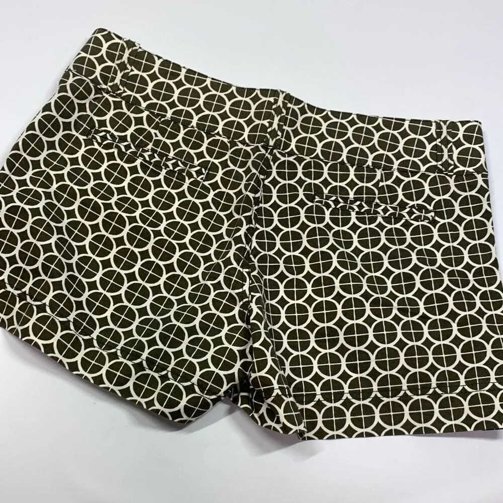Fossil 3.5" Shorts Army Green White Geometric Pattern Size 10 - Image 3