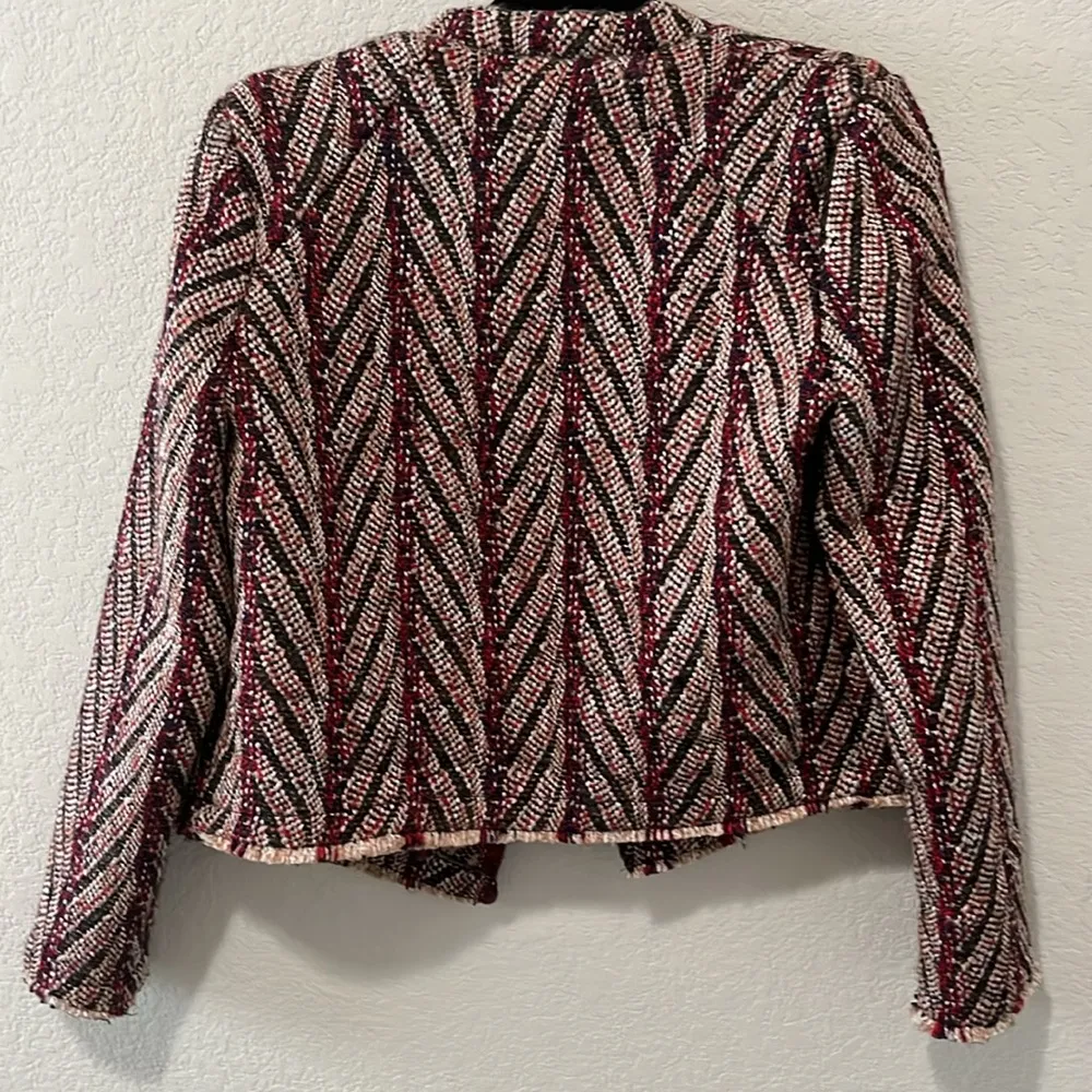 Driftwood  Herringbone Raw Hem Wool Blend Jacket, Size S - Image 10