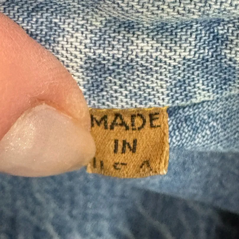 Ruff Hewn Light Wash Denim Button Front Shirt Dress Small 90s Long Sleeve Dress - Image 12