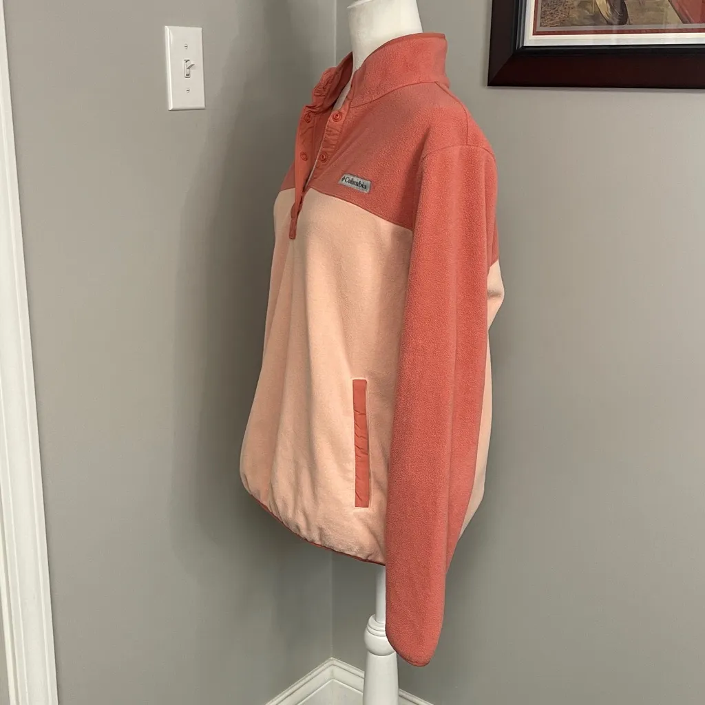 Columbia Two Toned Peach Salmon Pink pullover fleece womens size XL Outdoor - Image 2