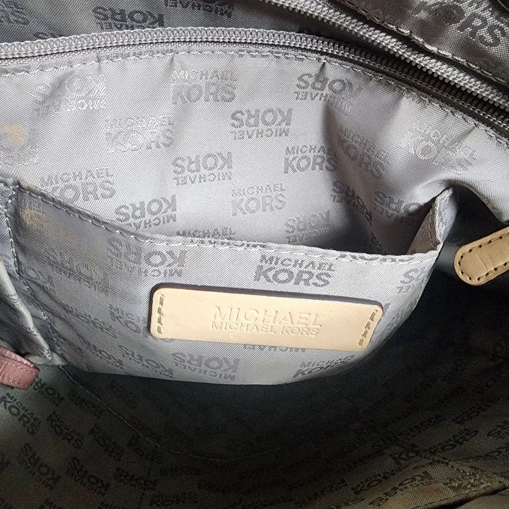 Michael Kors Gray MK Metallic Tote Bag - Image 5