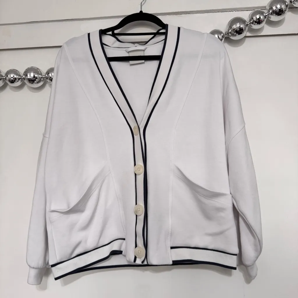 Varley decker off court cardigan in white - Image 7