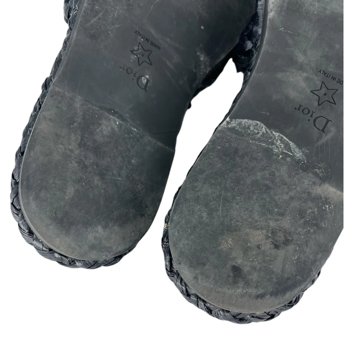 Christian Dior Raffia Embroidered Dway Mules Slide Sandals - Image 15