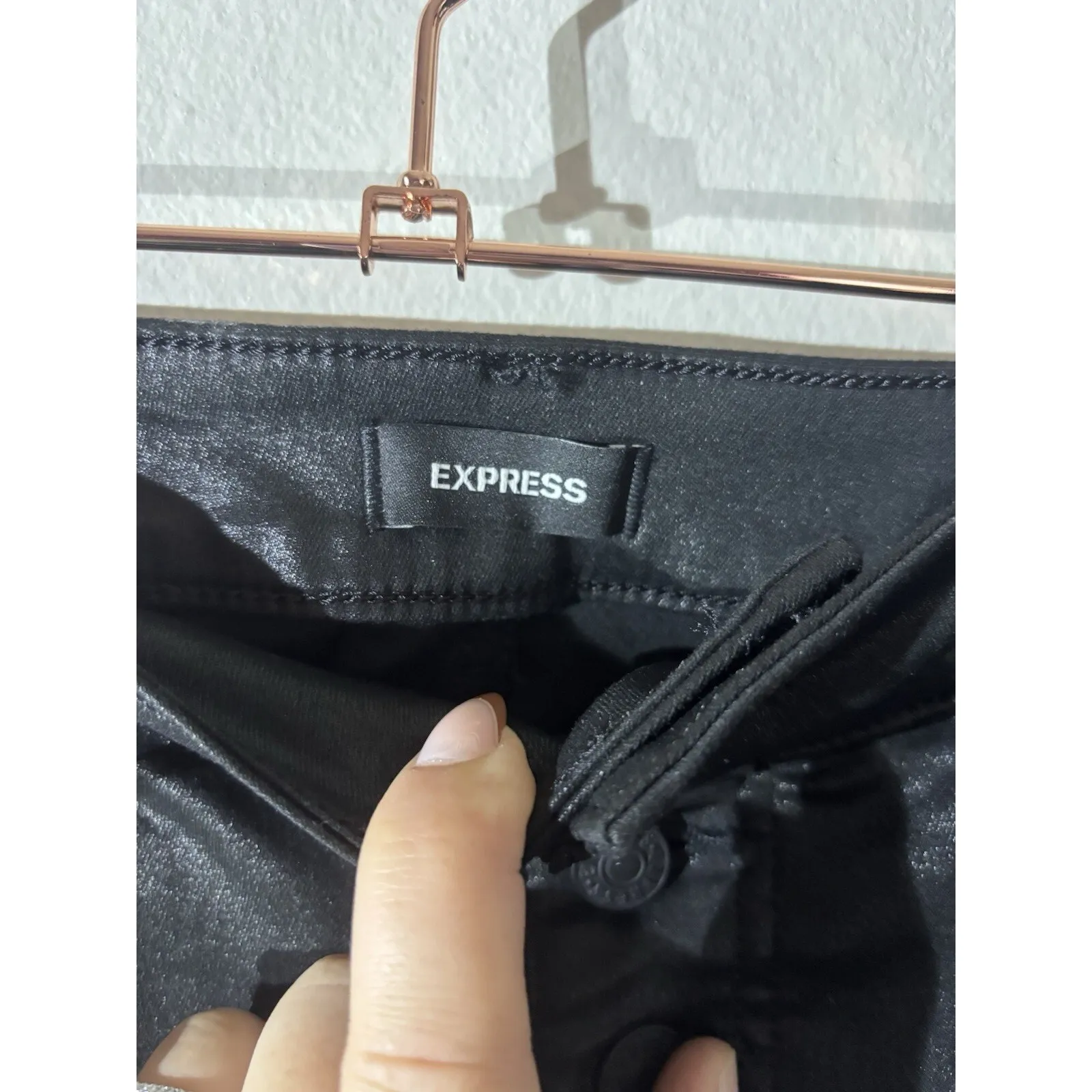 NWT Express Size 10S Black Jean Pants High-Rise‎ Ankle Curvy Skinny Coated - Image 4