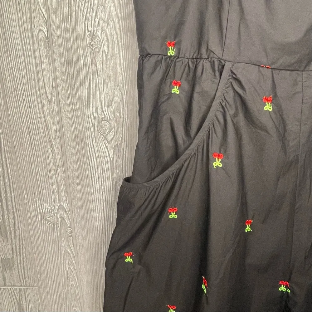 Nwt cider oversized pant jumper romper sleeveless cherry embroidered cotton 3x - Image 4