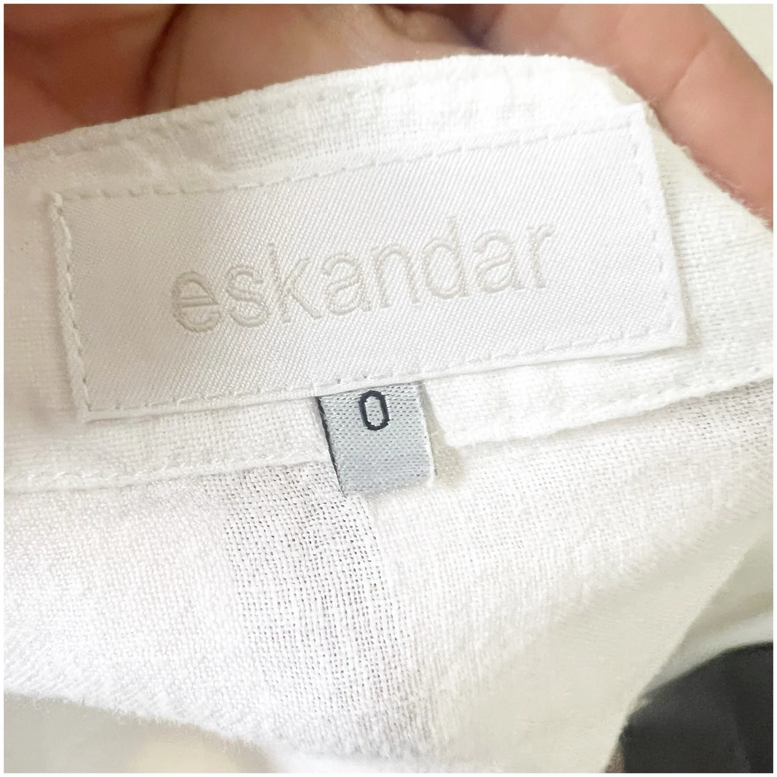 Eskandar Women’s Linen Tunic Boxy White Tan Colorblock Size XS Oversized Beach - Image 7