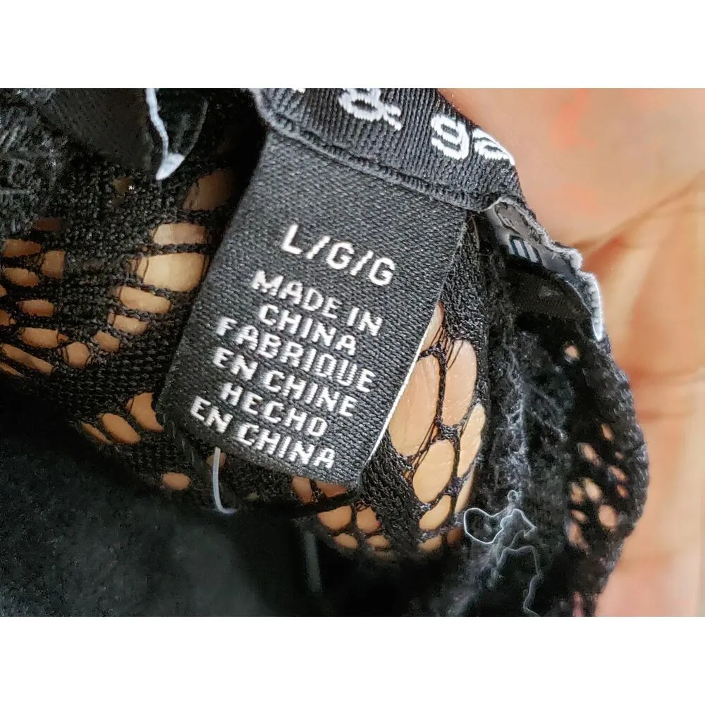 Cable & Gauge Blouse Top Women's Size Large Black Stretch Overall Lace High Neck - Image 6