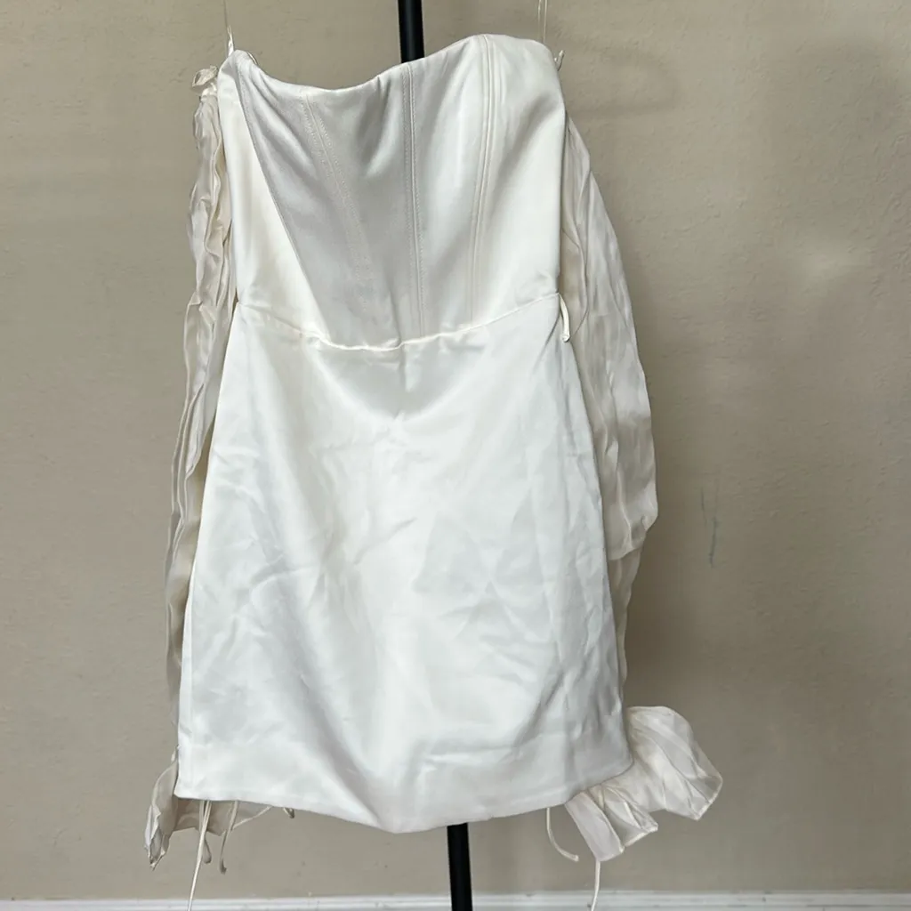 HOUSE OF CB 'Marisa'‎ Ivory Satin Corset Dress mini white NWOT size XS - Image 4