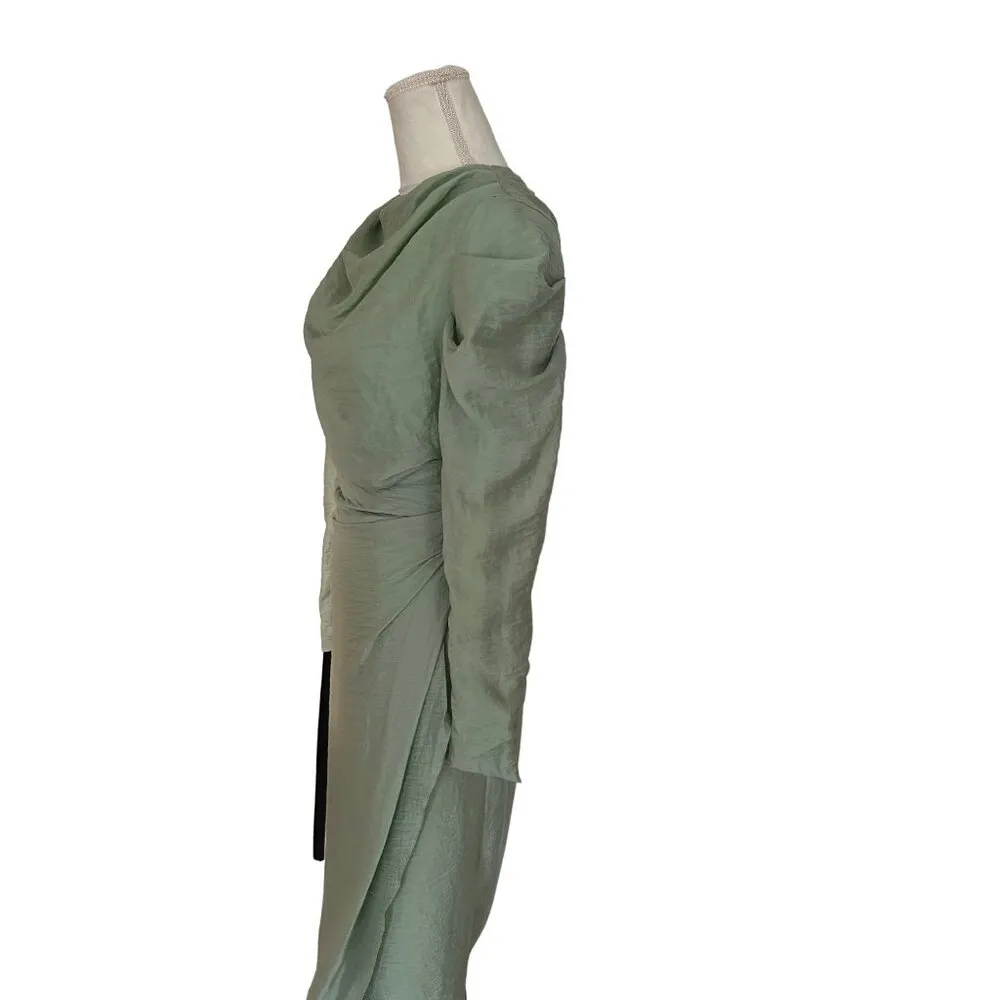 Asos Design Sage Green Draped Sleeve Wrap Skirt Maxi Dress UK 8 EU 36 US 4 - Image 4