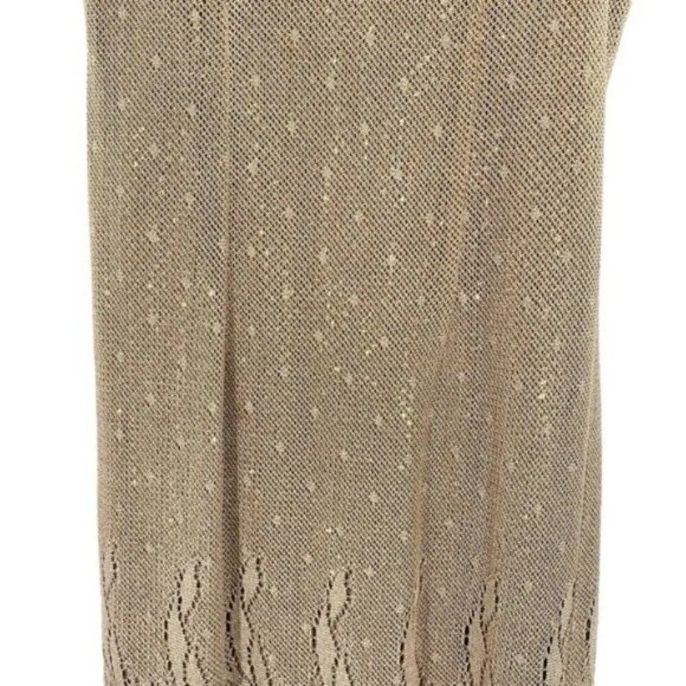 Vintage Onyx Nite Metallic Gold Maxi Long Tassel Dress Old Hollywood Glam - Image 3