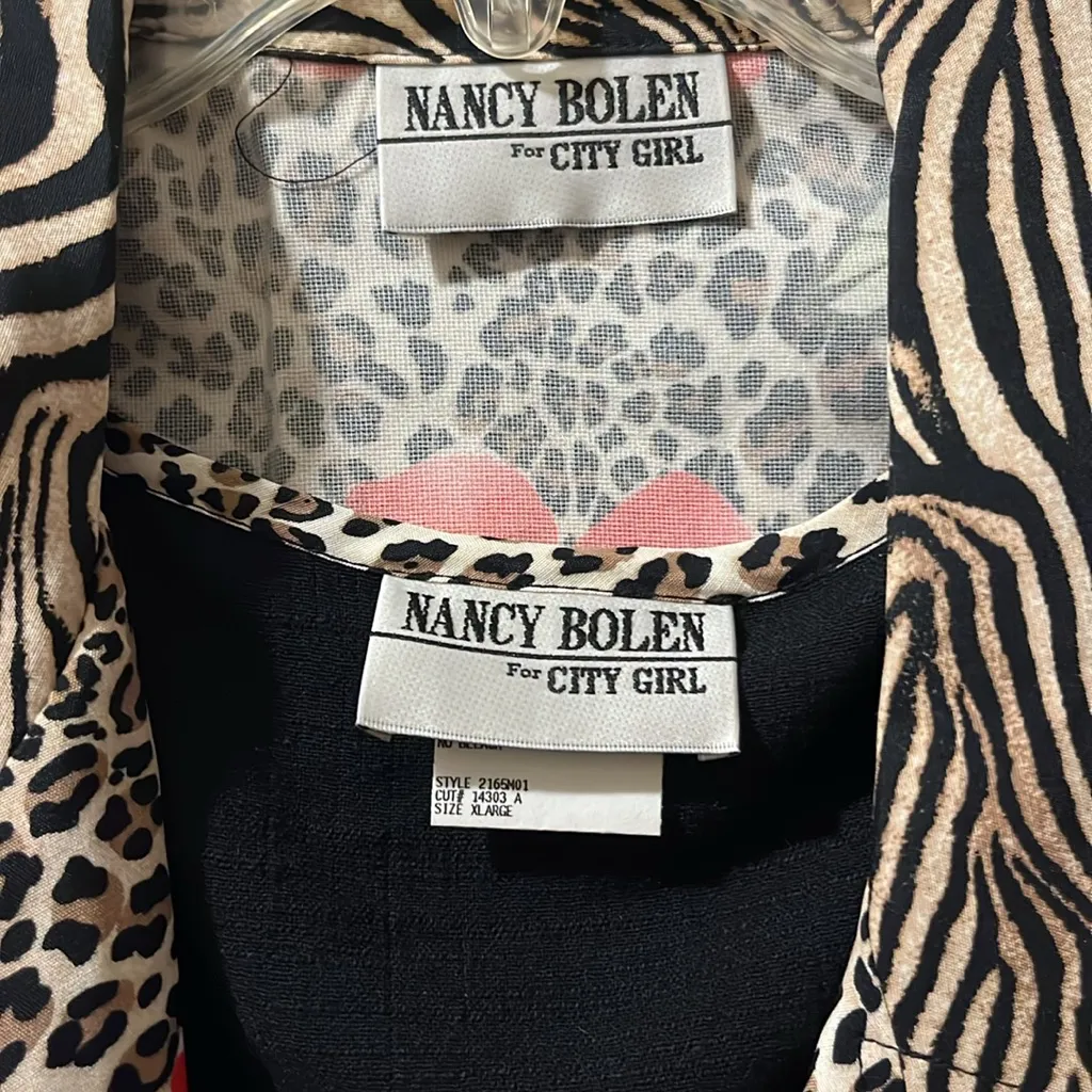 Vintage SET Nancy Bolen City Girl Women's Red Floral Jacket Jean jacket Size XL - Image 4