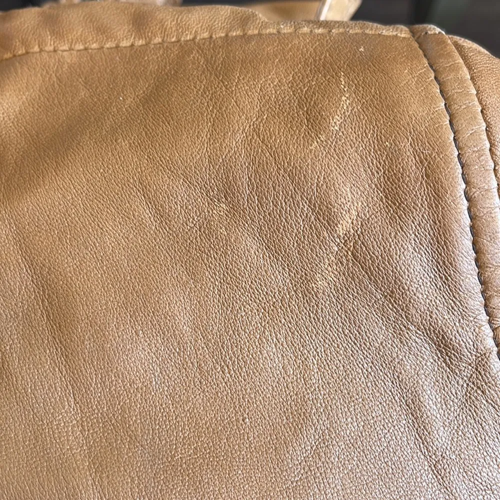 Tiboa Tan Soft Lamb Leather Short Zip Up Jacket Size Medium - Image 6