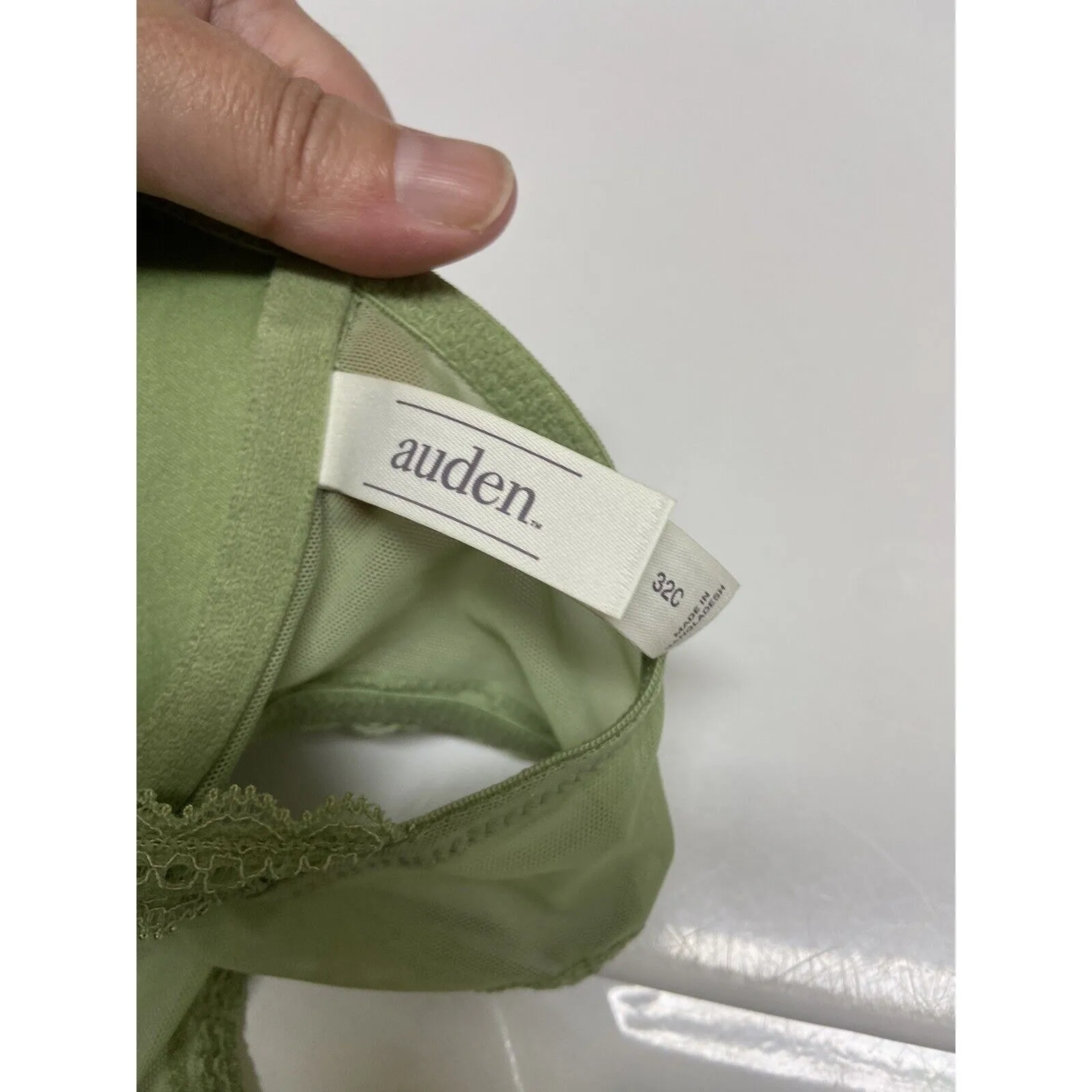 Auden Womens Bra Sz 32C The Ace Sage Green Padded Racerback Demi Lightly Lined‎ - Image 3