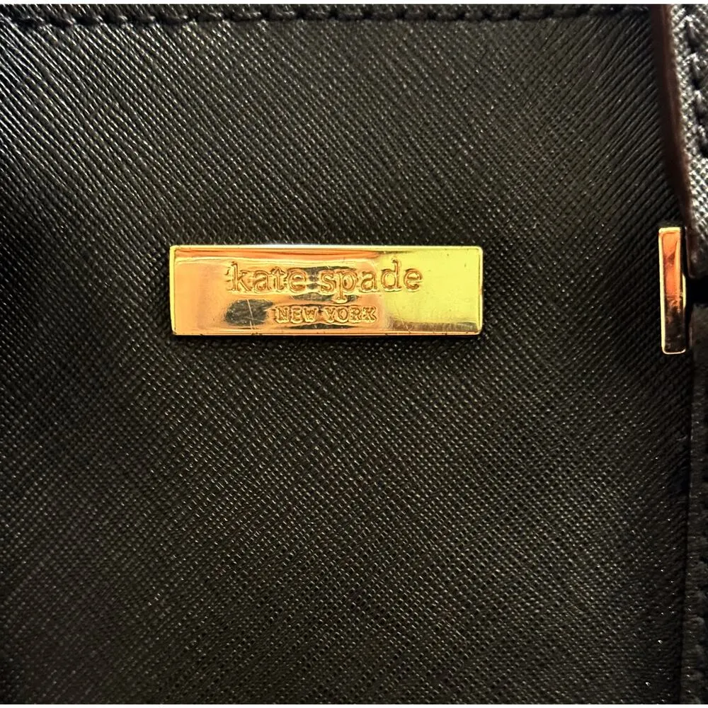 KATE SPADE Saffiano Leather Boston Handbag Black Dual Top Handle Zip Purse EUC - Image 3
