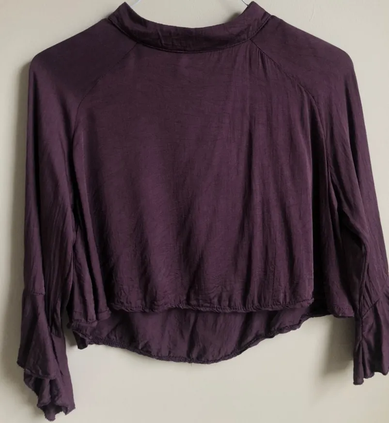 Pink Flare Long Sleeve Crop Top - Image 2