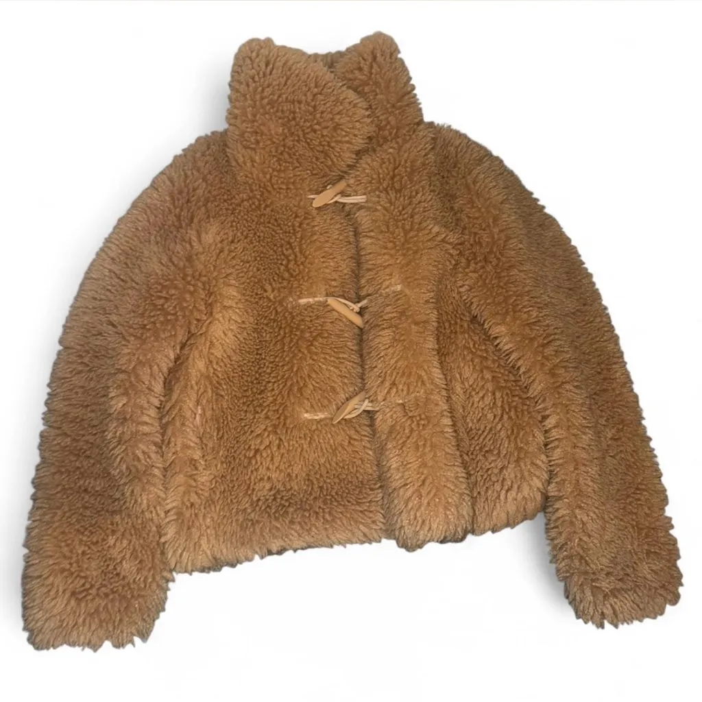 Lauren Conrad Teddy Coat Sherpa Toggle Jacket Size Medium - Image 3