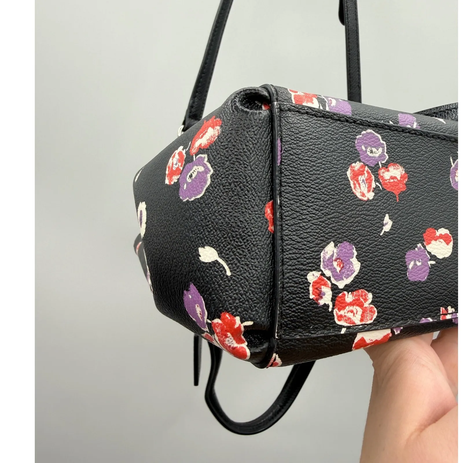 Coach Mini Christie Wildflower Satchel Bag Black Floral Crossbody Purse‎ - Image 10