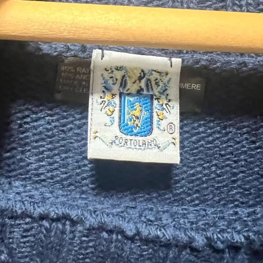 Portlano Cashmere Wool Angora Wool Blend Cowl Neck Sweaterer Size XL Blue - Image 8