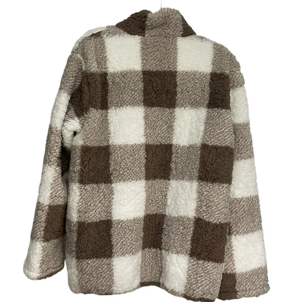 Winter Sherpa Half Zip Brown and White Size Medium - Image 2