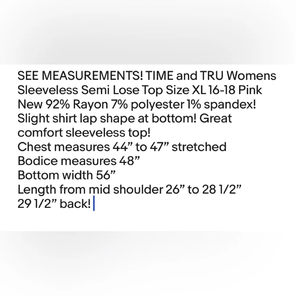 TIME and TRU Womens Sleeveless Semi Lose Top Size XL 16-18 Pink New - Image 8