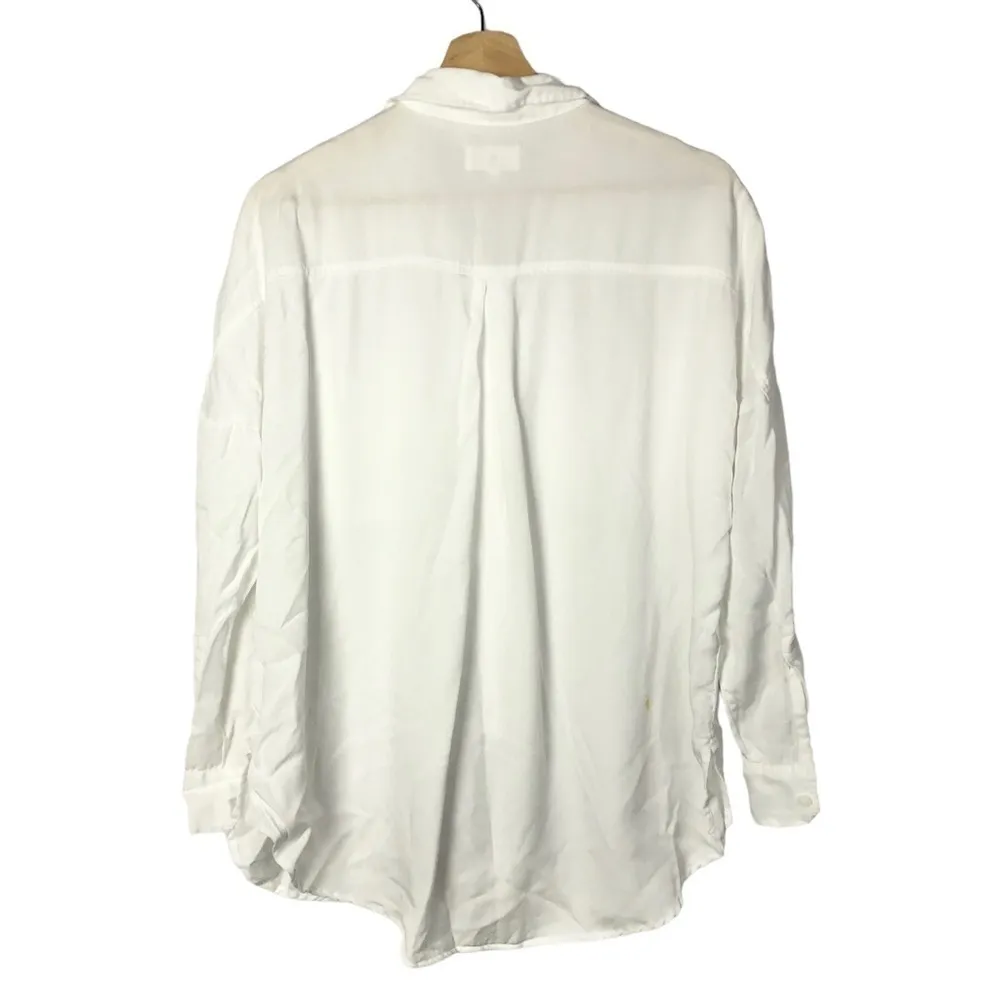 Lou & Grey White Lyocell Long Sleeve Button Down XS - Image 3