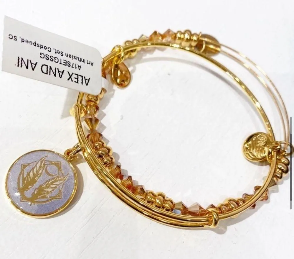 Alex and Ani Godspeed Art Infusion Crescent Moon, Feathers and Beads Bangle Set - Image 7