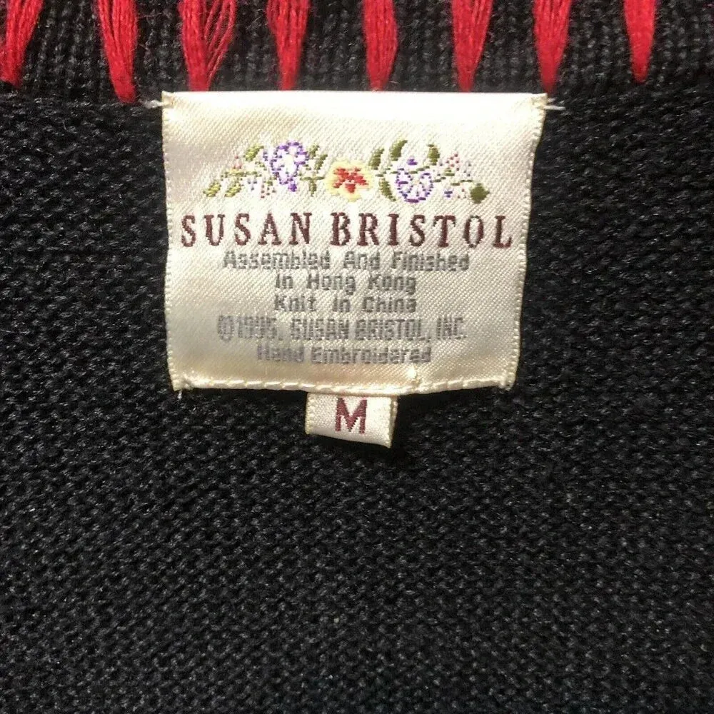 Vintage Susan Bristol Knitted Sweater Vest 1995 Sz M Embroidered - Image 3
