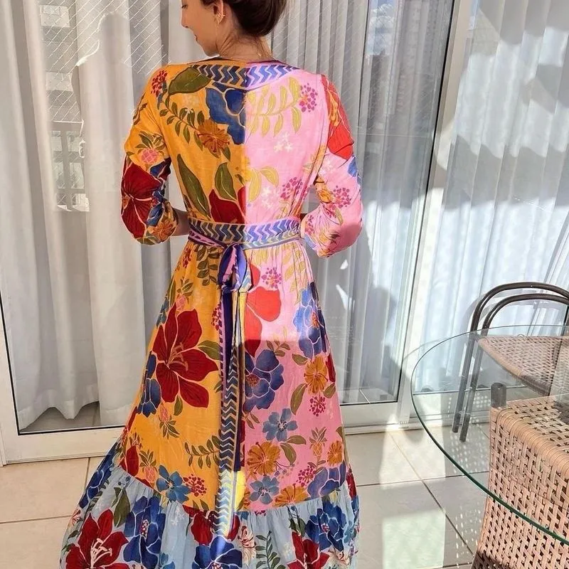 Farm Rio Florisbela Maxi Wrap Dress Womens Size M        BLOGGER FAVORITE - Image 3