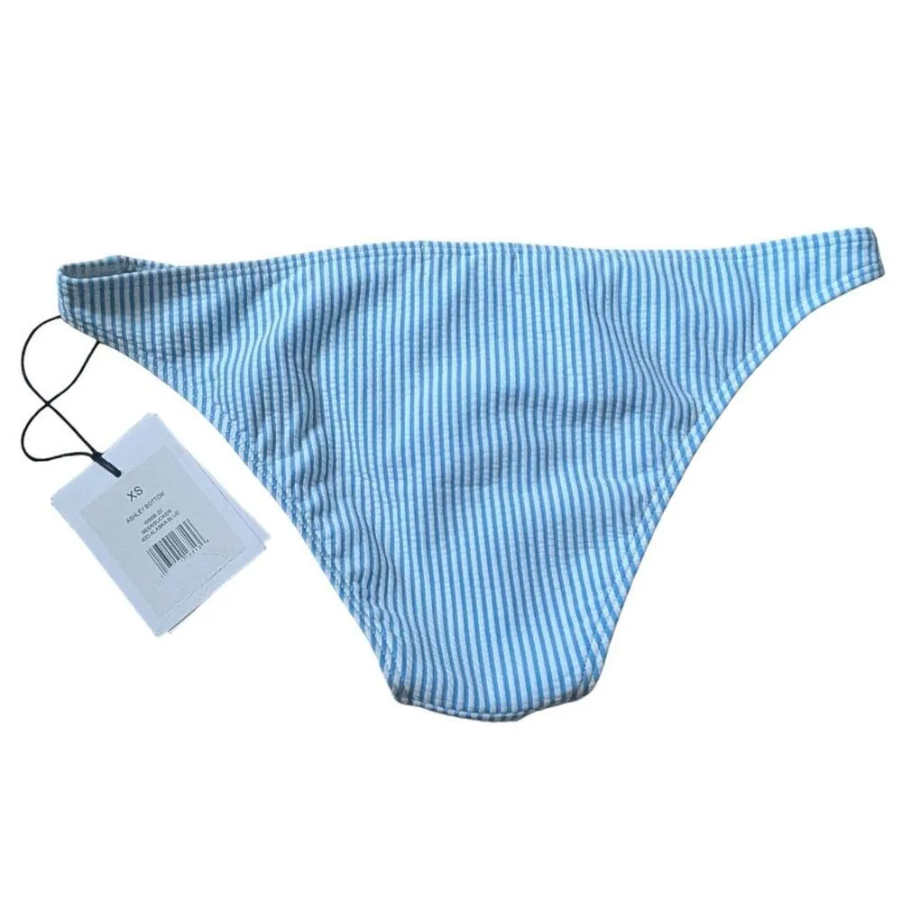 New Onia Low Rise Bikini Bottoms Blue Seersucker Size X-Small - Image 3