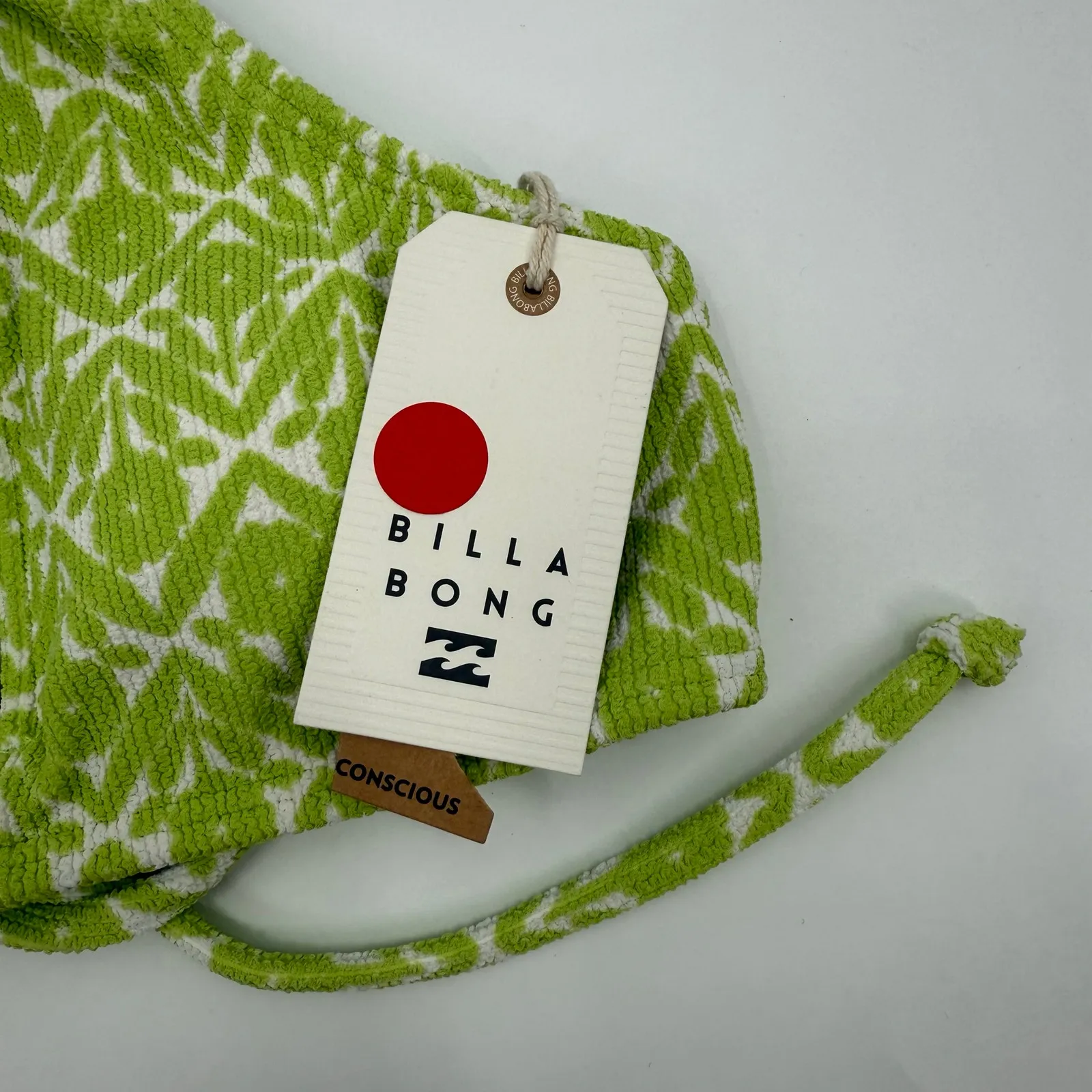 BILLABONG Bikini Top Size Small NWT That's Cute High Neck Green Swim Ribbed Surf - Image 6