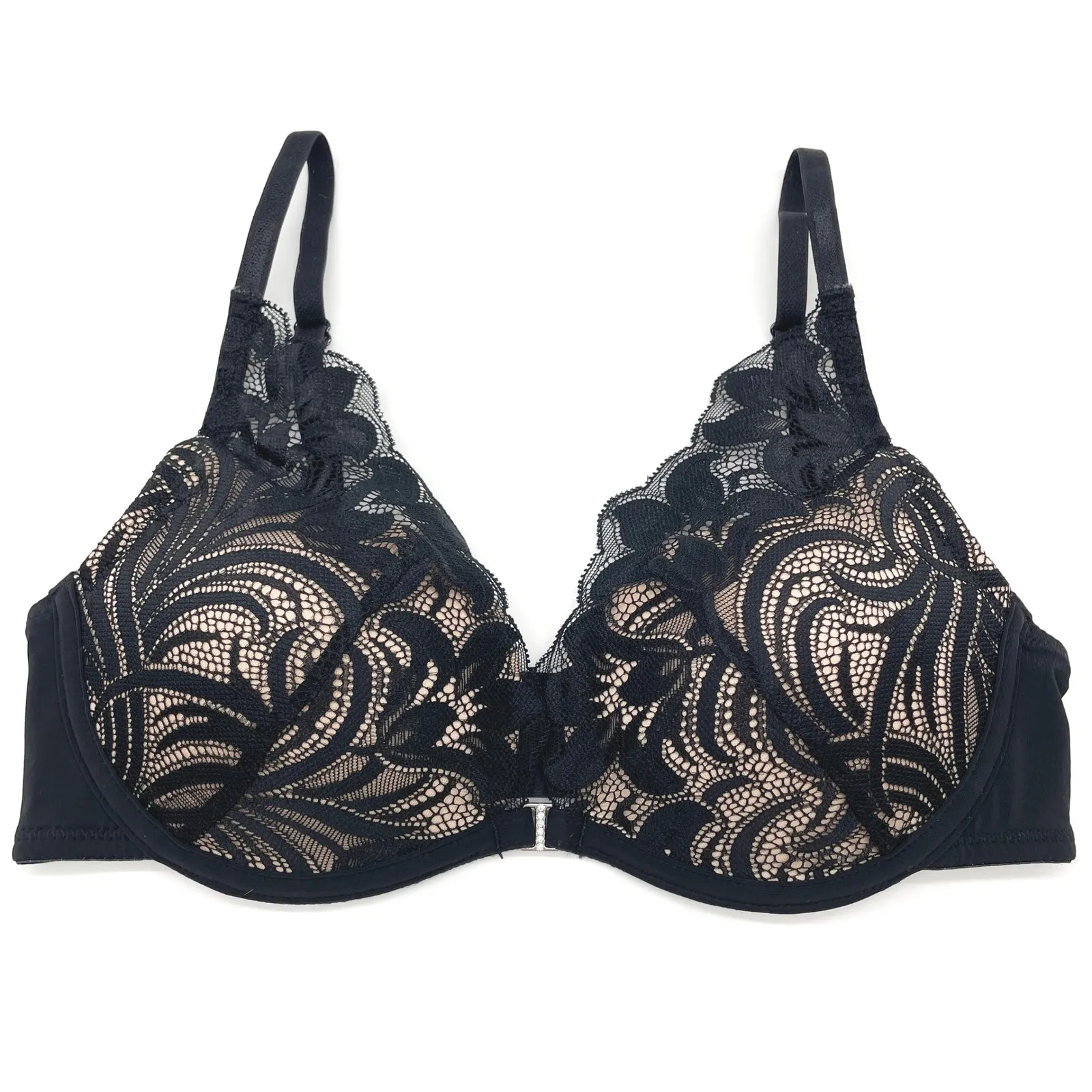 Adore Me Black‎ Lace Plunge Push Up Bra 32C Boudoir Glam Lingerie Whimsy 40043 - Image 2