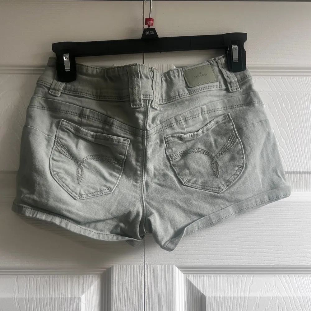 Green Denim Distressed Shorts Size XS - Image 3