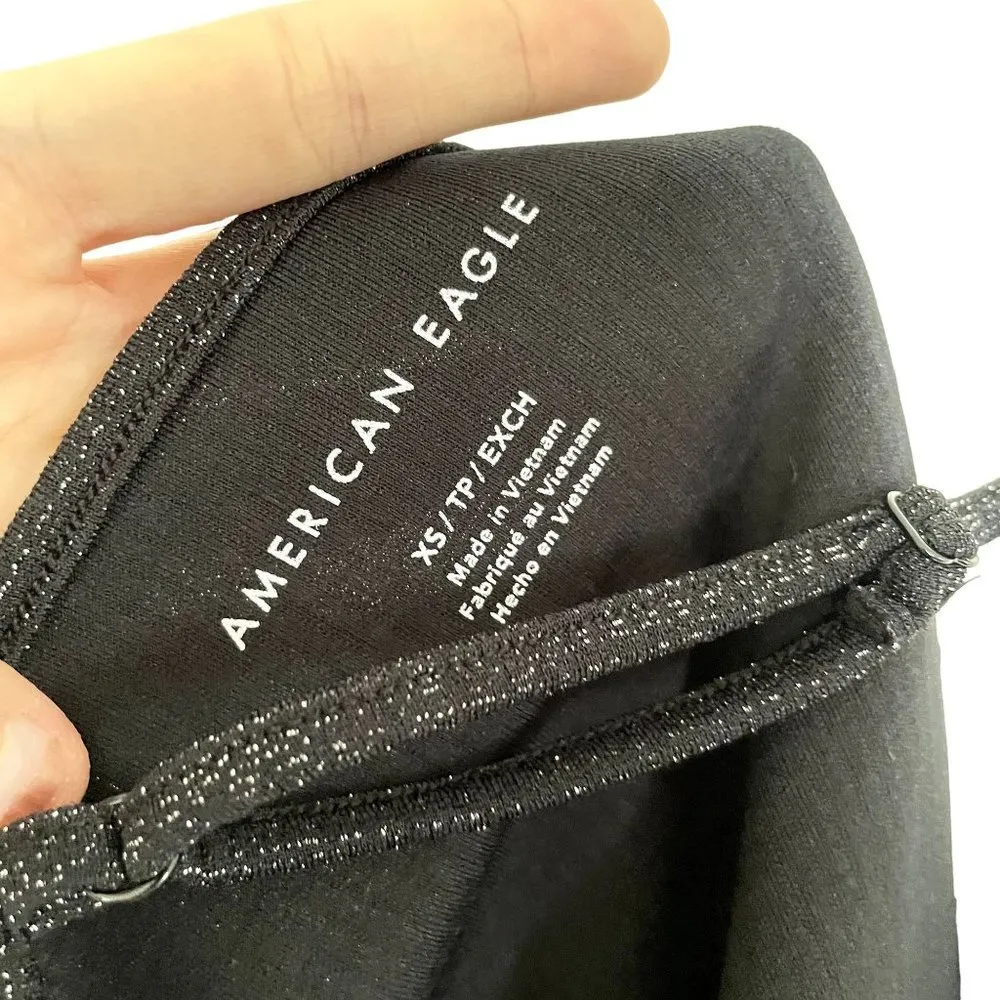 American Eagle metallic sparkly spaghetti strap tank top dance outfit classy - Image 5