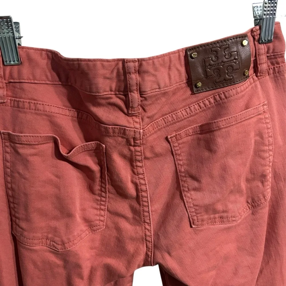 Tory Burch Alexa Cropped Skinny Coral Jeans Size 29 Preppy Coastal Resort. - Image 5