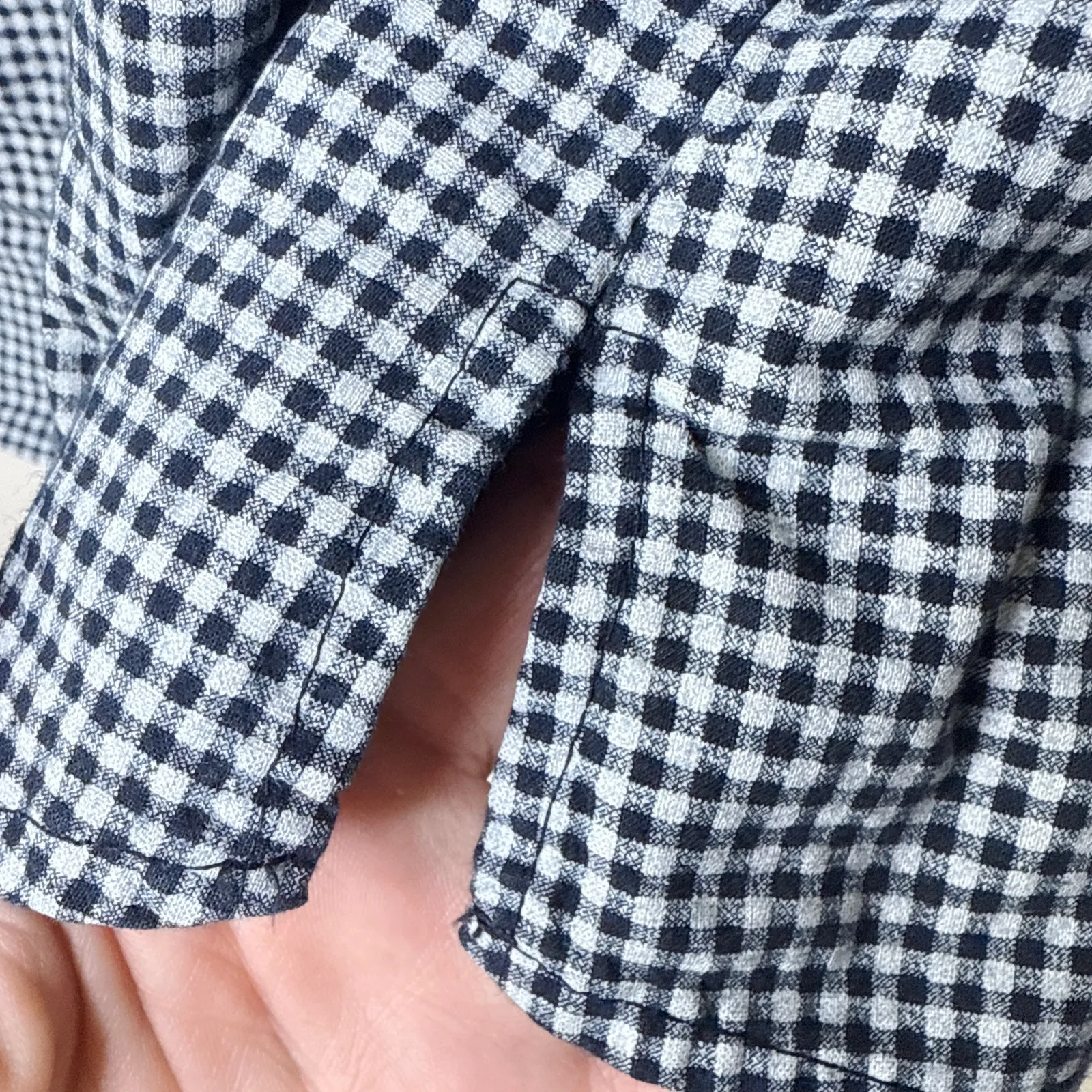 Fresh Produce Gingham Plaid Black & White Button Up 3/4 Sleeve Shirt Size‎ XL - Image 6