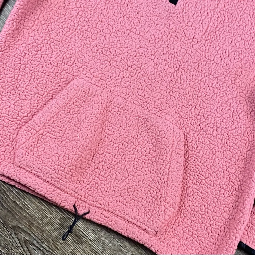PINK Cozy Fleece Women L Pink Zip Drawstring Mock Neck Front Pocket Warm Outdoor - Image 4