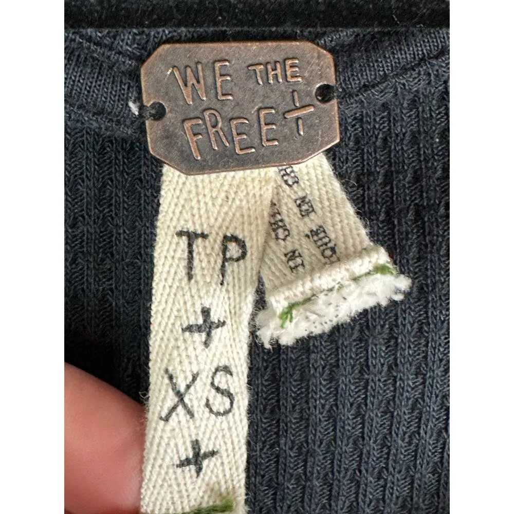 We The Free Black Button Down Scoop Neck 'Kai' Henley Long Sleeve Tunic Size XS - Image 6