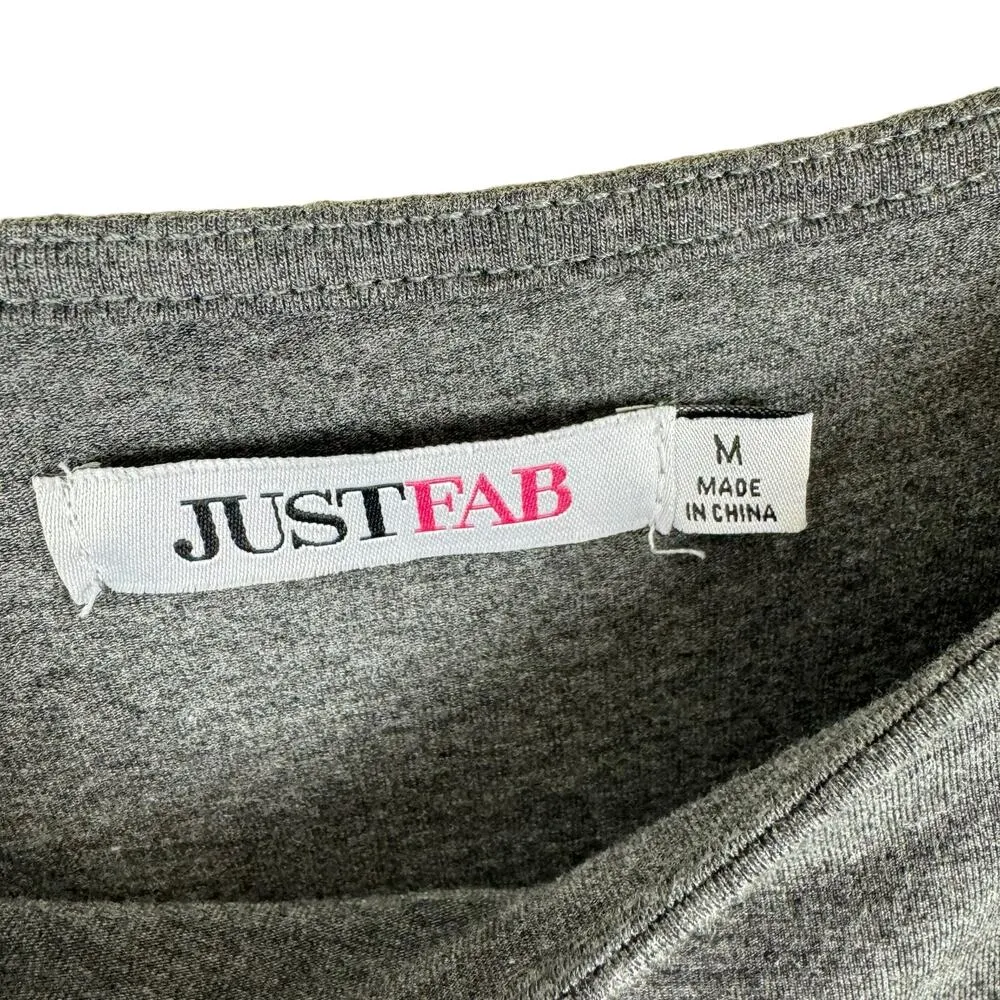 Just Fab Gray 3/4 Sleeve Boat Neck Lightweight Jersey Knit Stretchy Dress Size M - Image 5